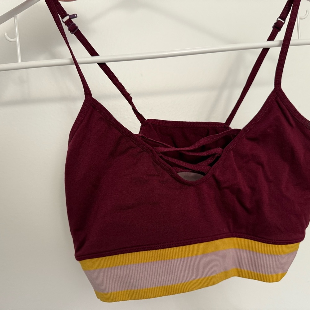 Flirtitude Burgundy Bra with Yellow and Pink Band